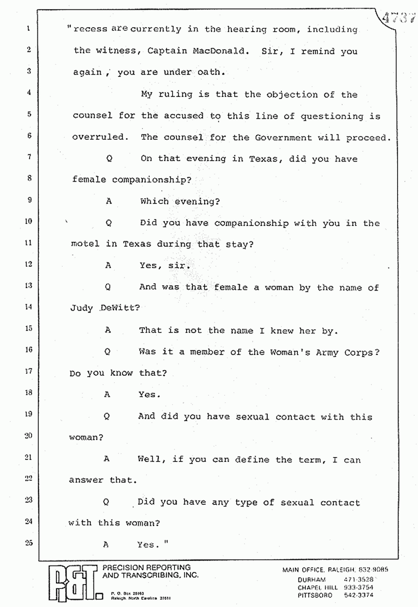 August 10, 1979: Reading of Jeffrey MacDonald's statements and Esquire magazine articles at trial, p. 128 of 151
