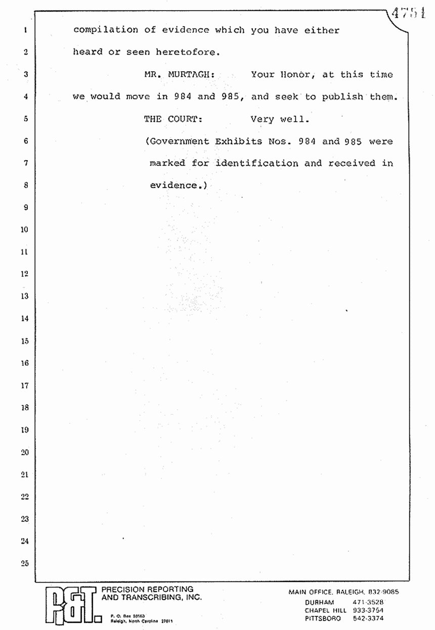 August 10, 1979: Reading of Jeffrey MacDonald's statements and Esquire magazine articles at trial, p. 142 of 151