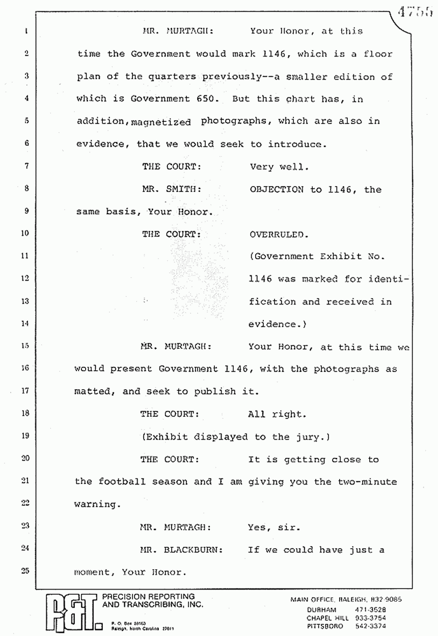August 10, 1979: Reading of Jeffrey MacDonald's statements and Esquire magazine articles at trial, p. 146 of 151