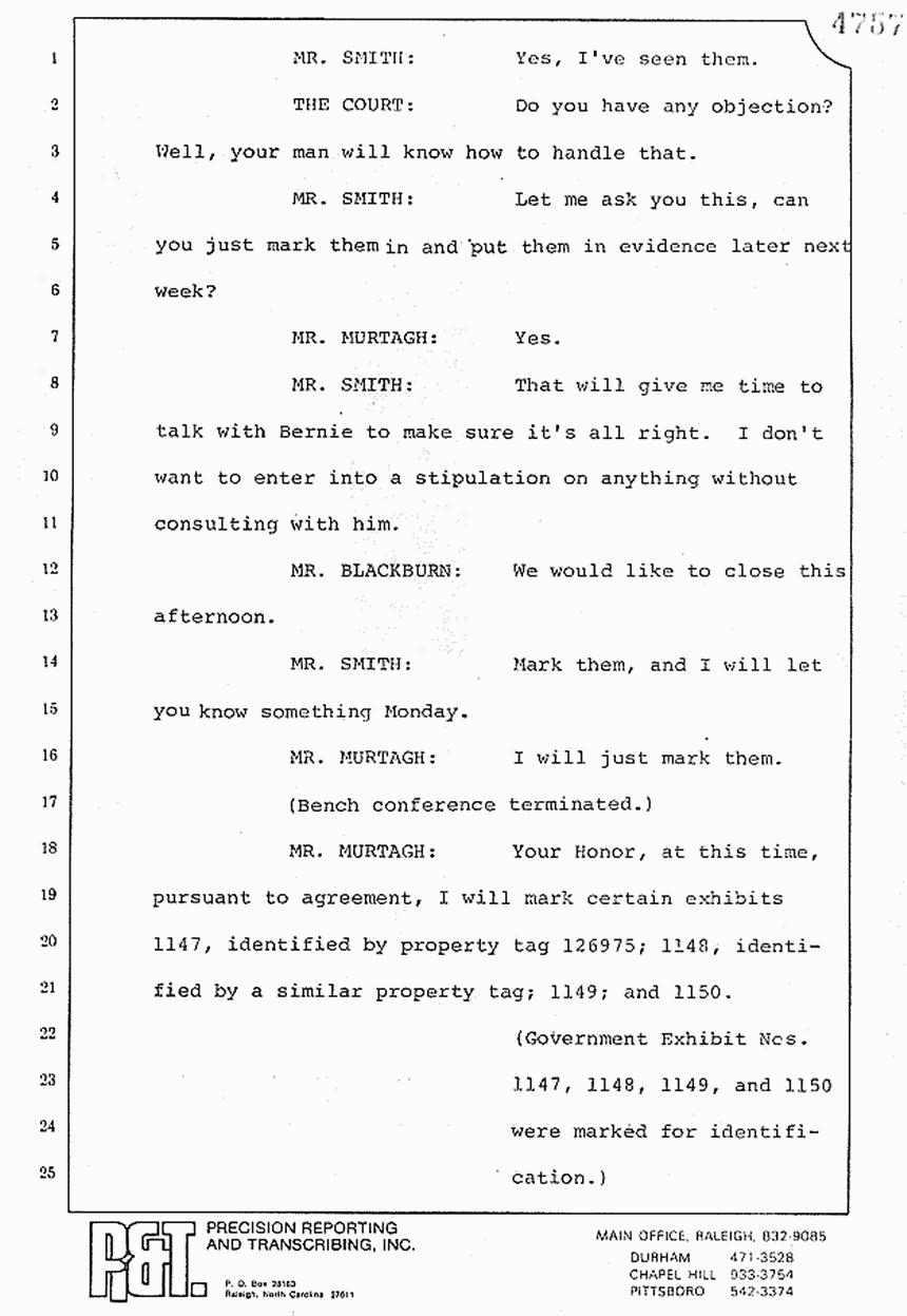 August 10, 1979: Reading of Jeffrey MacDonald's statements and Esquire magazine articles at trial, p. 148 of 151