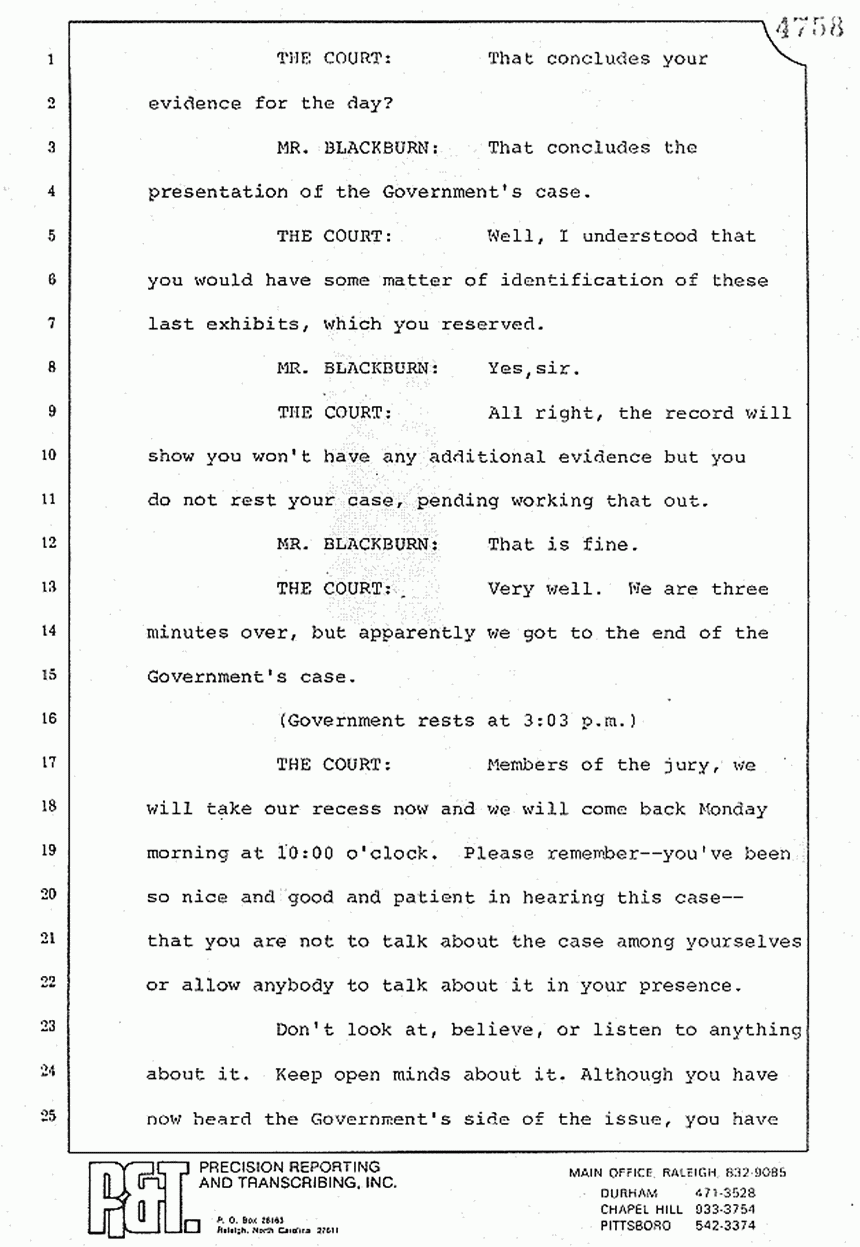 August 10, 1979: Reading of Jeffrey MacDonald's statements and Esquire magazine articles at trial, p. 149 of 151