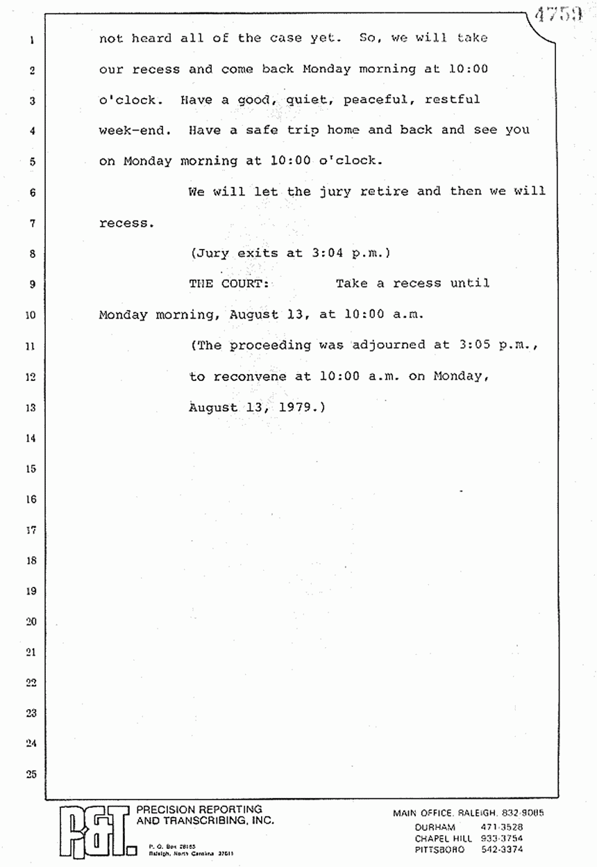 August 10, 1979: Reading of Jeffrey MacDonald's statements and Esquire magazine articles at trial, p. 150 of 151