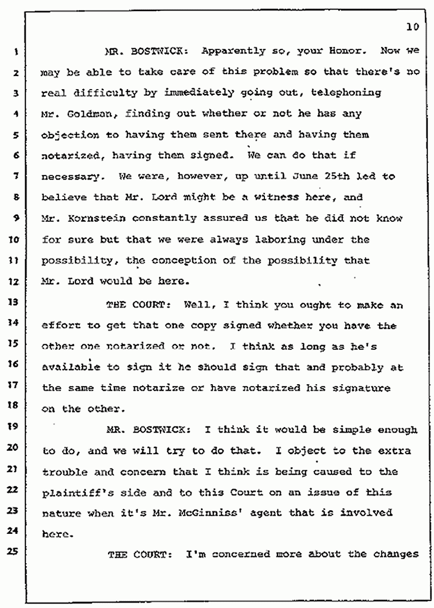 Los Angeles, California Civil Trial<br>Jeffrey MacDonald vs. Joe McGinniss<br><br>July 7, 1987:<br>Discussion of motions prior to jury selection, p. 10