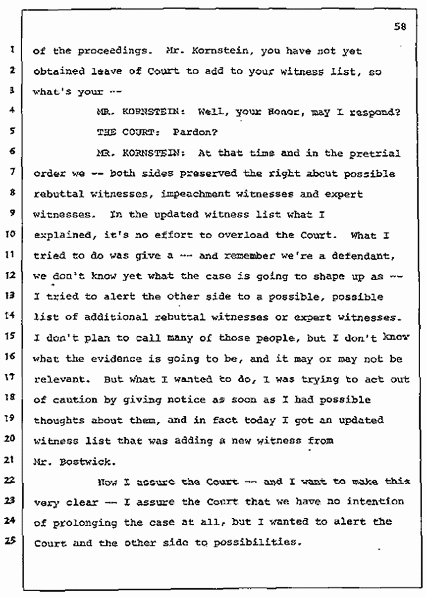 Los Angeles, California Civil Trial<br>Jeffrey MacDonald vs. Joe McGinniss<br><br>July 7, 1987:<br>Discussion of motions prior to jury selection, p. 58
