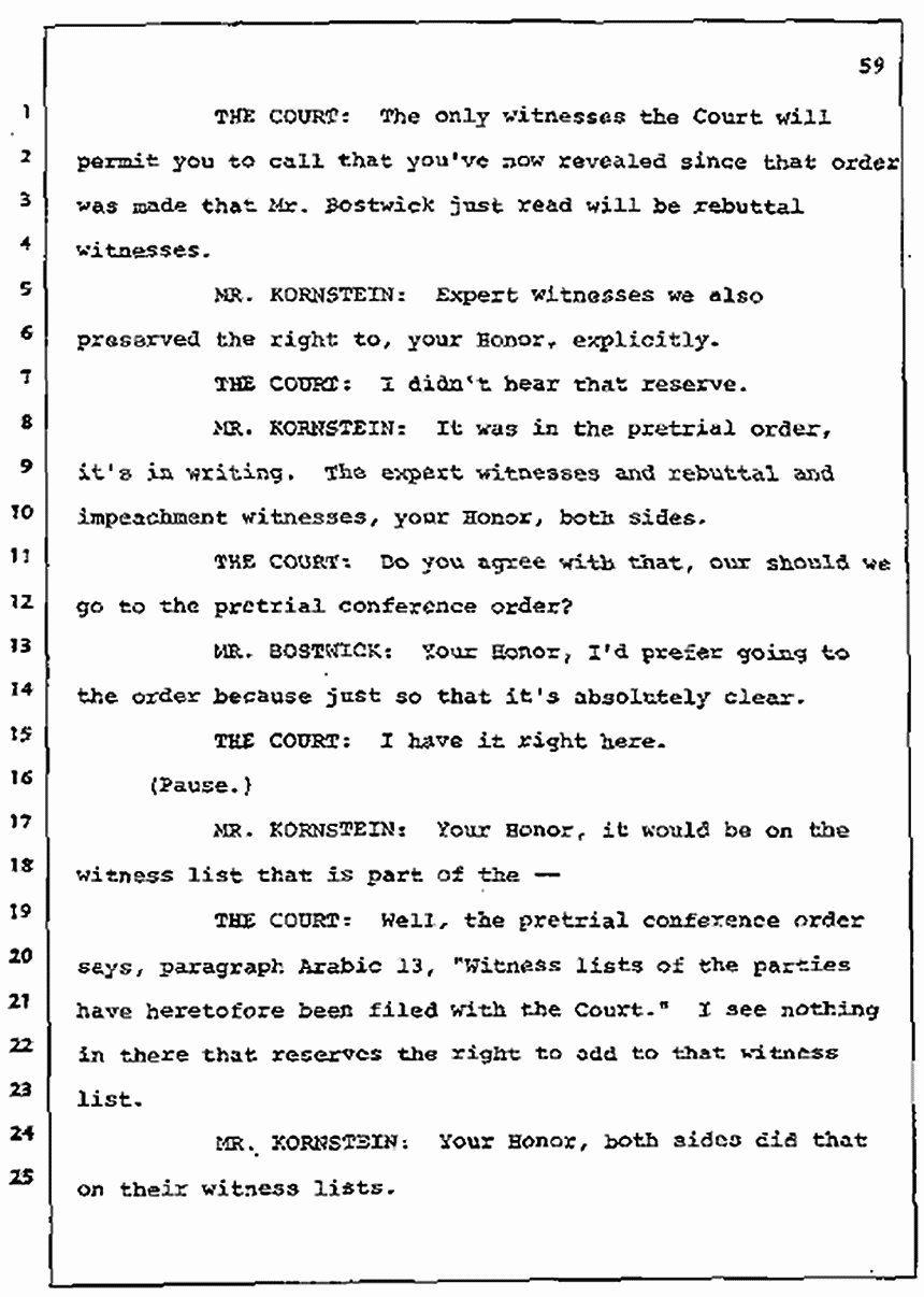 Los Angeles, California Civil Trial<br>Jeffrey MacDonald vs. Joe McGinniss<br><br>July 7, 1987:<br>Discussion of motions prior to jury selection, p. 59