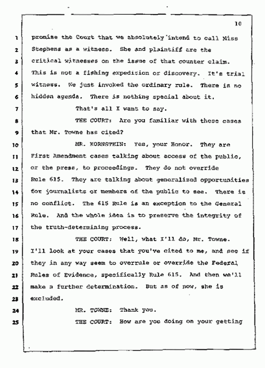 Los Angeles, California Civil Trial<br>Jeffrey MacDonald vs. Joe McGinniss<br><br>July 10, 1987:<br>Plaintiff's Witness: Bernard Segal, p. 10