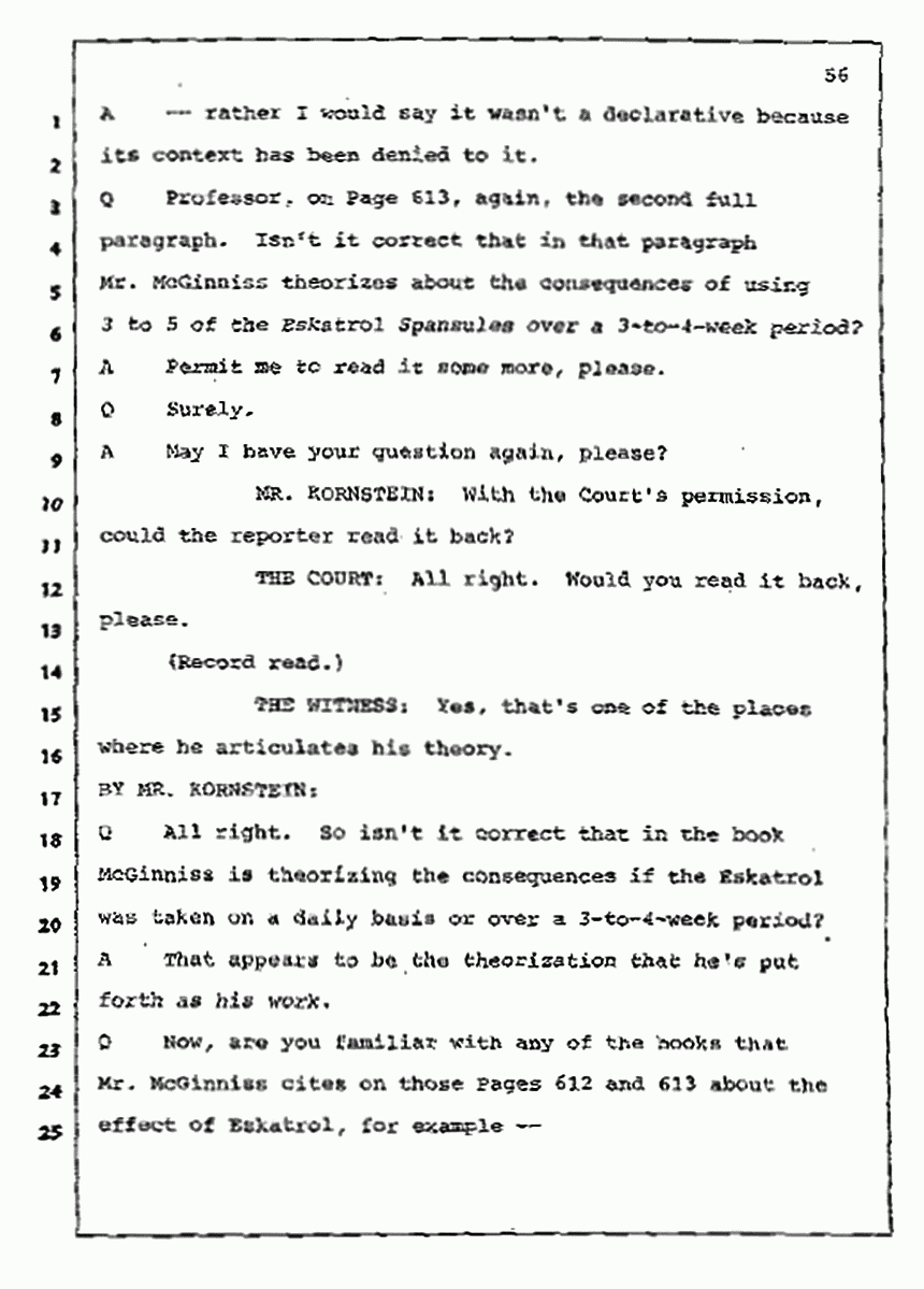 Los Angeles, California Civil Trial<br>Jeffrey MacDonald vs. Joe McGinniss<br><br>July 10, 1987:<br>Plaintiff's Witness: Bernard Segal, p. 56