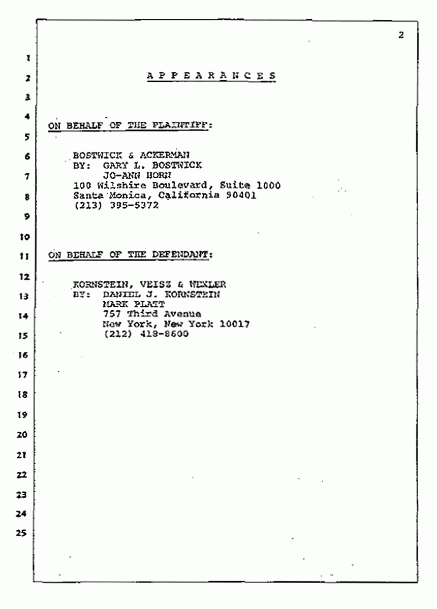 Los Angeles, California Civil Trial<br>Jeffrey MacDonald vs. Joe McGinniss<br><br>July 10, 1987:<br>Plaintiff's Witness: Bernard Segal, p. 2