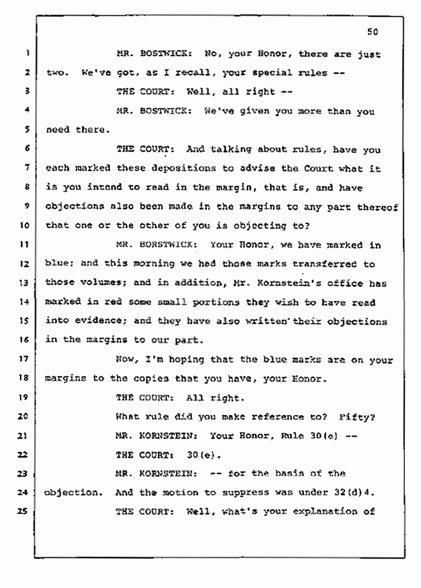Los Angeles, California Civil Trial<br>Jeffrey MacDonald vs. Joe McGinniss<br><br>July 10, 1987:<br>Plaintiff's Witness: Bernard Segal, p. 50