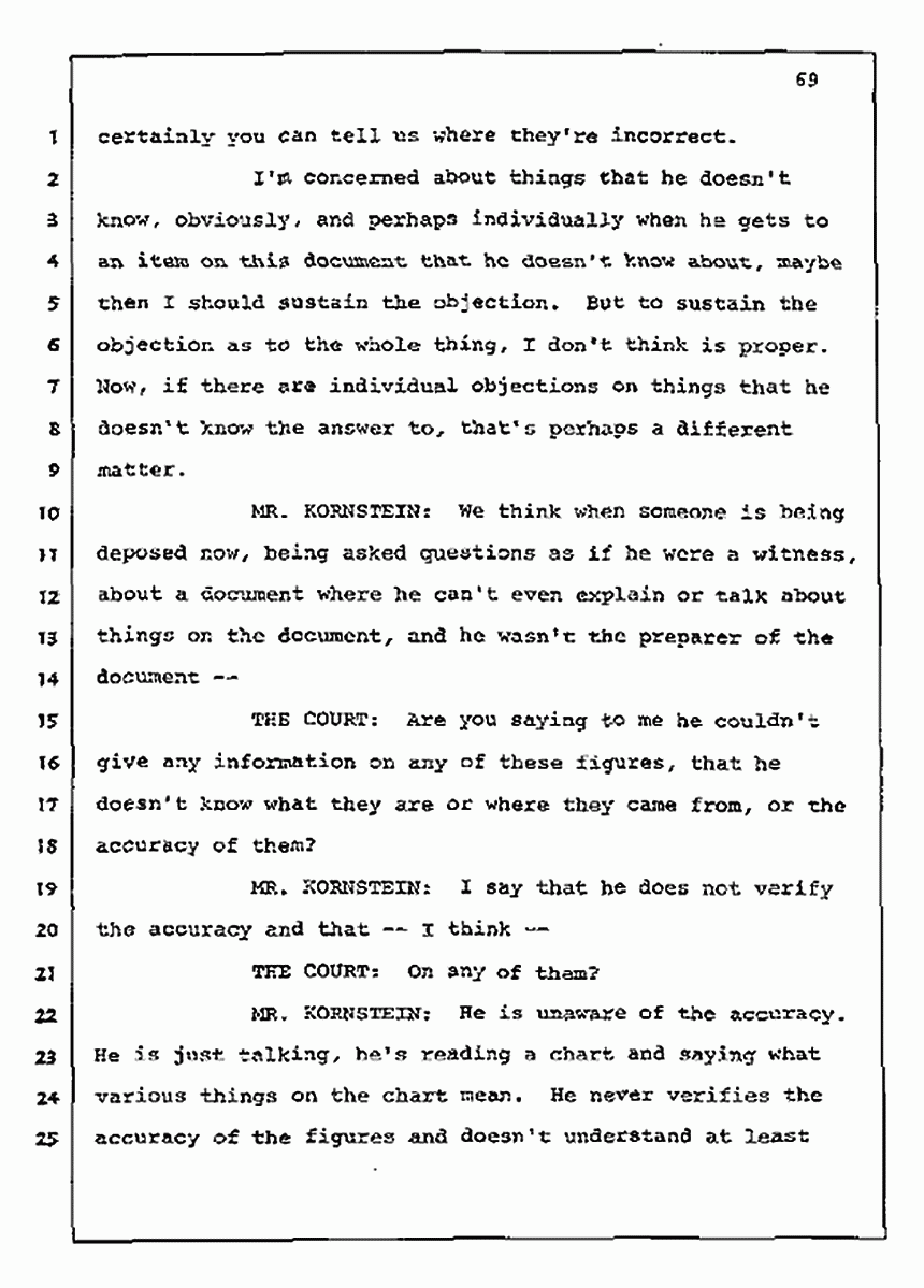 Los Angeles, California Civil Trial<br>Jeffrey MacDonald vs. Joe McGinniss<br><br>July 10, 1987:<br>Plaintiff's Witness: Bernard Segal, p. 69