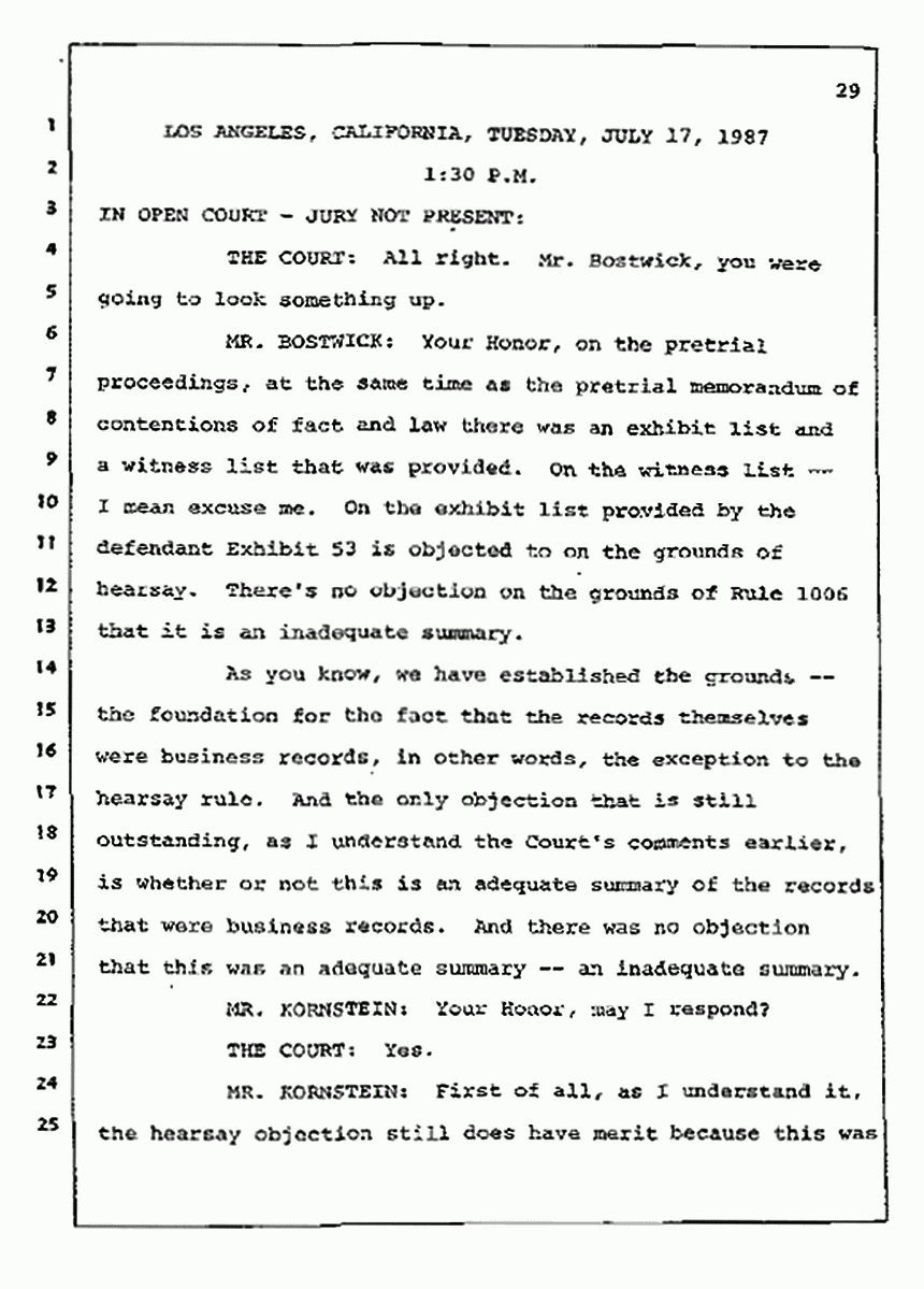 Los Angeles, California Civil Trial<br>Jeffrey MacDonald vs. Joe McGinniss<br><br>July 14, 1987:<br>Plaintiff's Witness: Sterling Lord, by Deposition, p. 29
