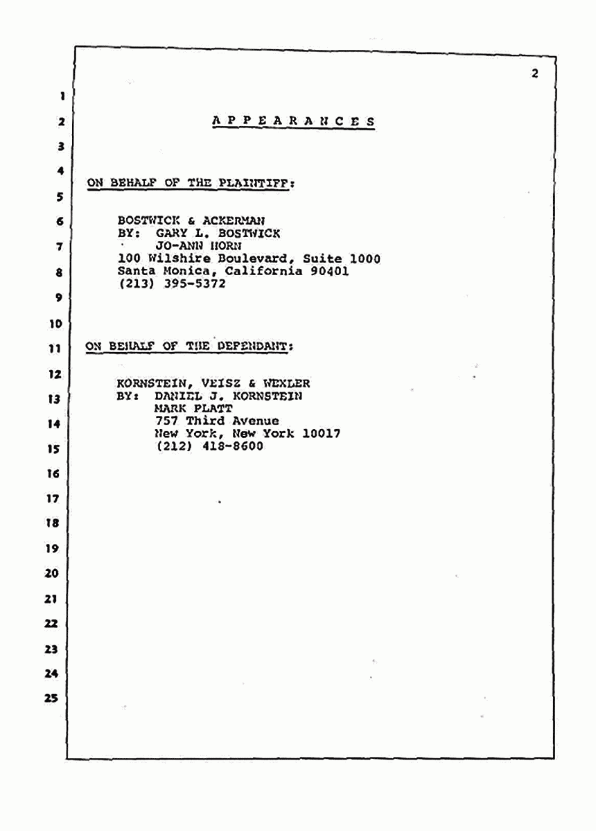 Los Angeles, California Civil Trial<br>Jeffrey MacDonald vs. Joe McGinniss<br><br>July 15, 1987:<br>Plaintiff's Witness: Melinda Stephens, p. 2