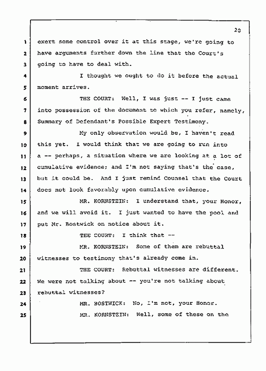Los Angeles, California Civil Trial<br>Jeffrey MacDonald vs. Joe McGinniss<br><br>July 15, 1987:<br>Plaintiff's Witness: Melinda Stephens, p. 20