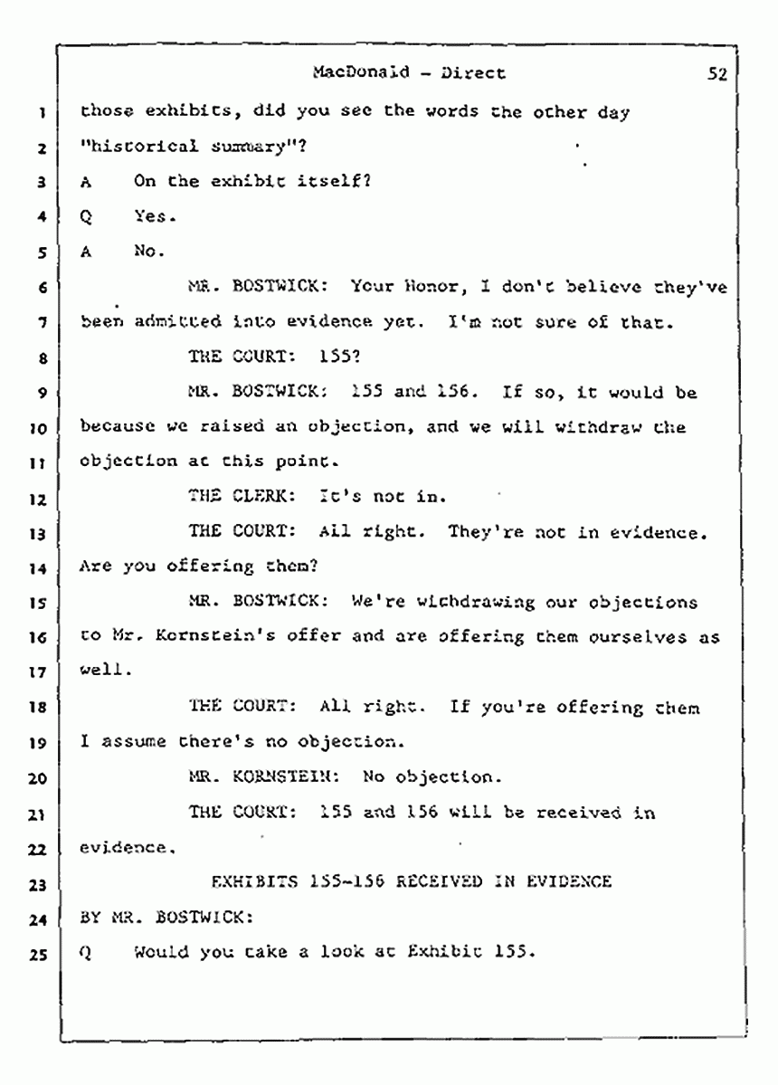 Los Angeles, California Civil Trial<br>Jeffrey MacDonald vs. Joe McGinniss<br><br>July 23, 1987:<br>Plaintiff's Witness: Jeffrey MacDonald, p. 52