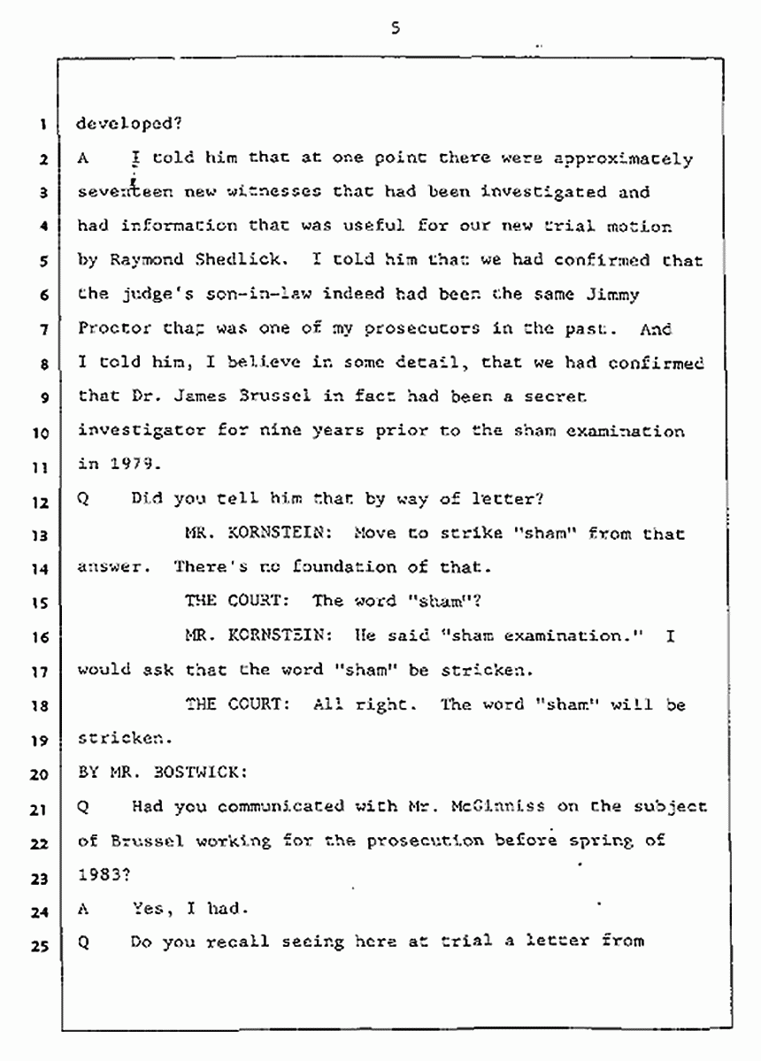 Los Angeles, California Civil Trial<br>Jeffrey MacDonald vs. Joe McGinniss<br><br>July 27, 1987:<br>Plaintiff's Witness: Jeffrey MacDonald, p. 5