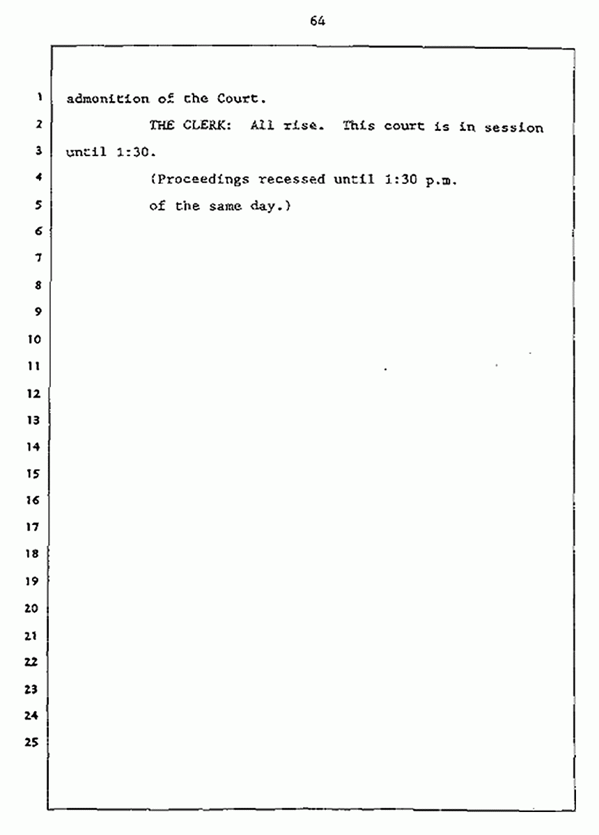 Los Angeles, California Civil Trial<br>Jeffrey MacDonald vs. Joe McGinniss<br><br>July 27, 1987:<br>Plaintiff's Witness: Jeffrey MacDonald, p. 64
