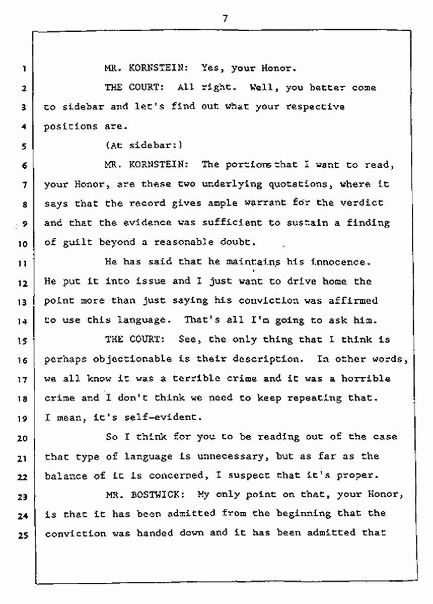 Los Angeles, California Civil Trial<br>Jeffrey MacDonald vs. Joe McGinniss<br><br>July 27, 1987:<br>Plaintiff's Witness: Jeffrey MacDonald, p. 7