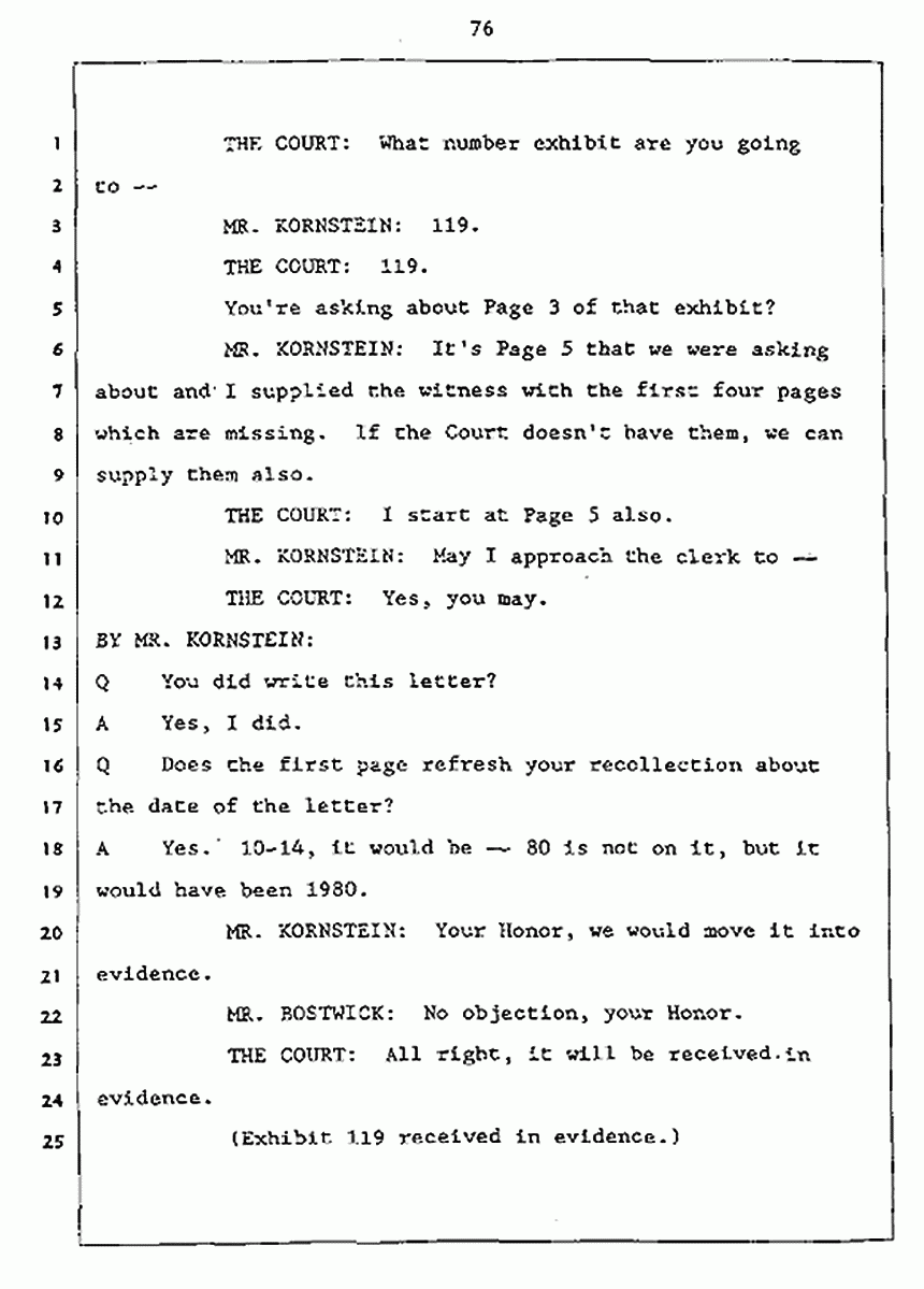 Los Angeles, California Civil Trial<br>Jeffrey MacDonald vs. Joe McGinniss<br><br>July 27, 1987:<br>Plaintiff's Witness: Jeffrey MacDonald, p. 76
