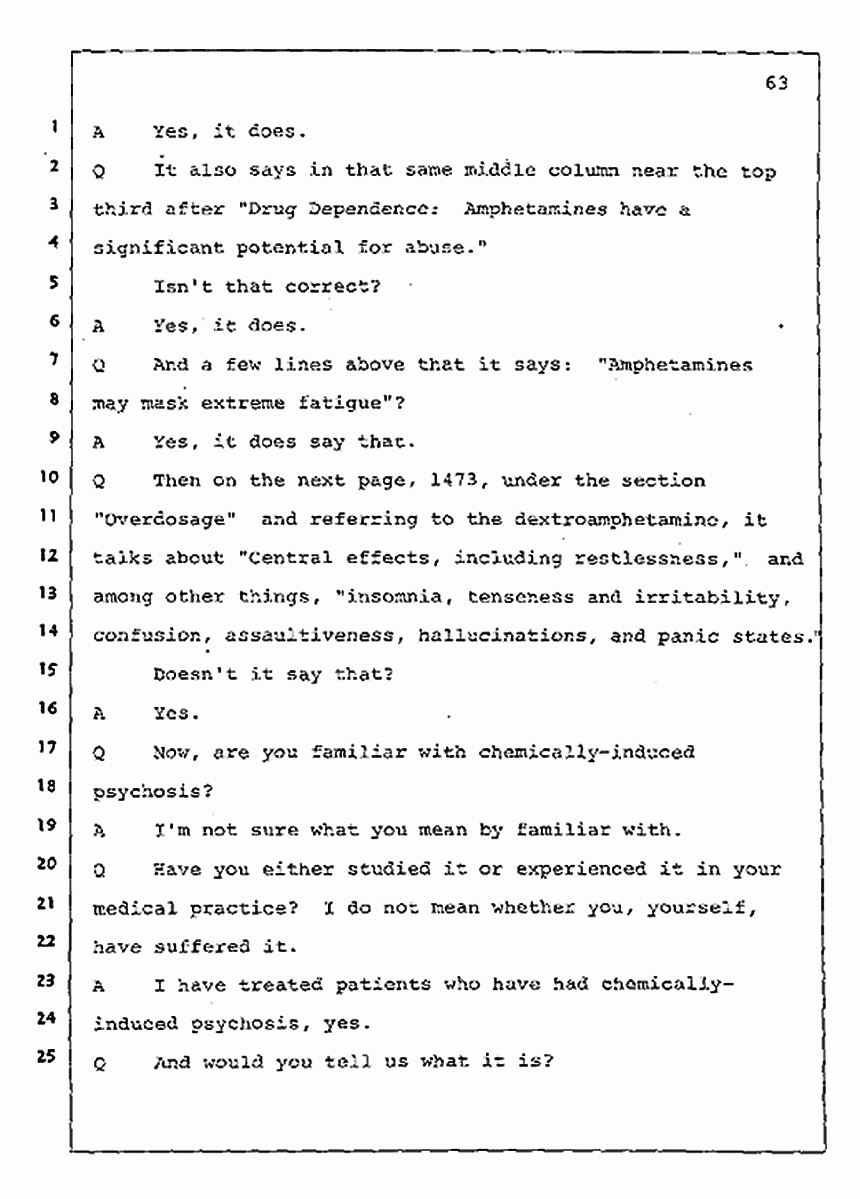 Los Angeles, California Civil Trial<br>Jeffrey MacDonald vs. Joe McGinniss<br><br>July 30, 1987:<br>Plaintiff's Witness: Jeffrey MacDonald, p. 63