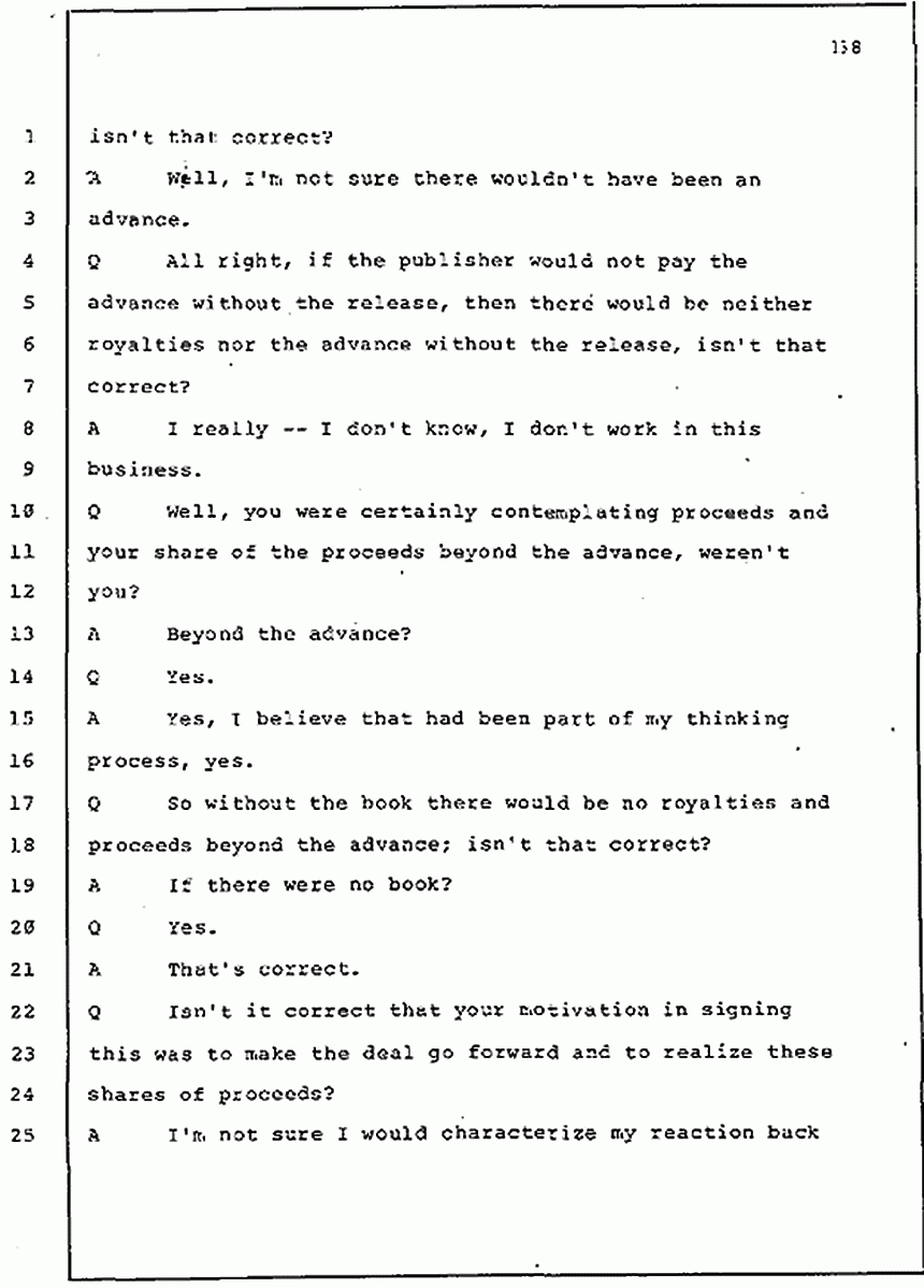 Los Angeles, California Civil Trial<br>Jeffrey MacDonald vs. Joe McGinniss<br><br>July 30, 1987:<br>Plaintiff's Witness: Jeffrey MacDonald, p. 158