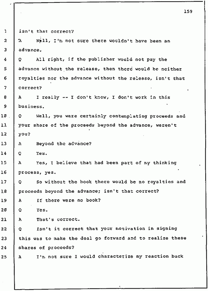 Los Angeles, California Civil Trial<br>Jeffrey MacDonald vs. Joe McGinniss<br><br>July 30, 1987:<br>Plaintiff's Witness: Jeffrey MacDonald, p. 159