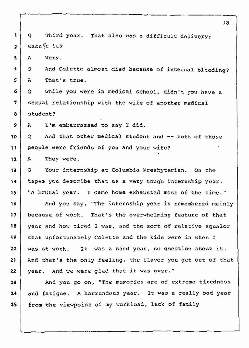 Los Angeles, California Civil Trial<br>Jeffrey MacDonald vs. Joe McGinniss<br><br>July 31, 1987:<br>Plaintiff's Witness: Jeffrey MacDonald, p. 18