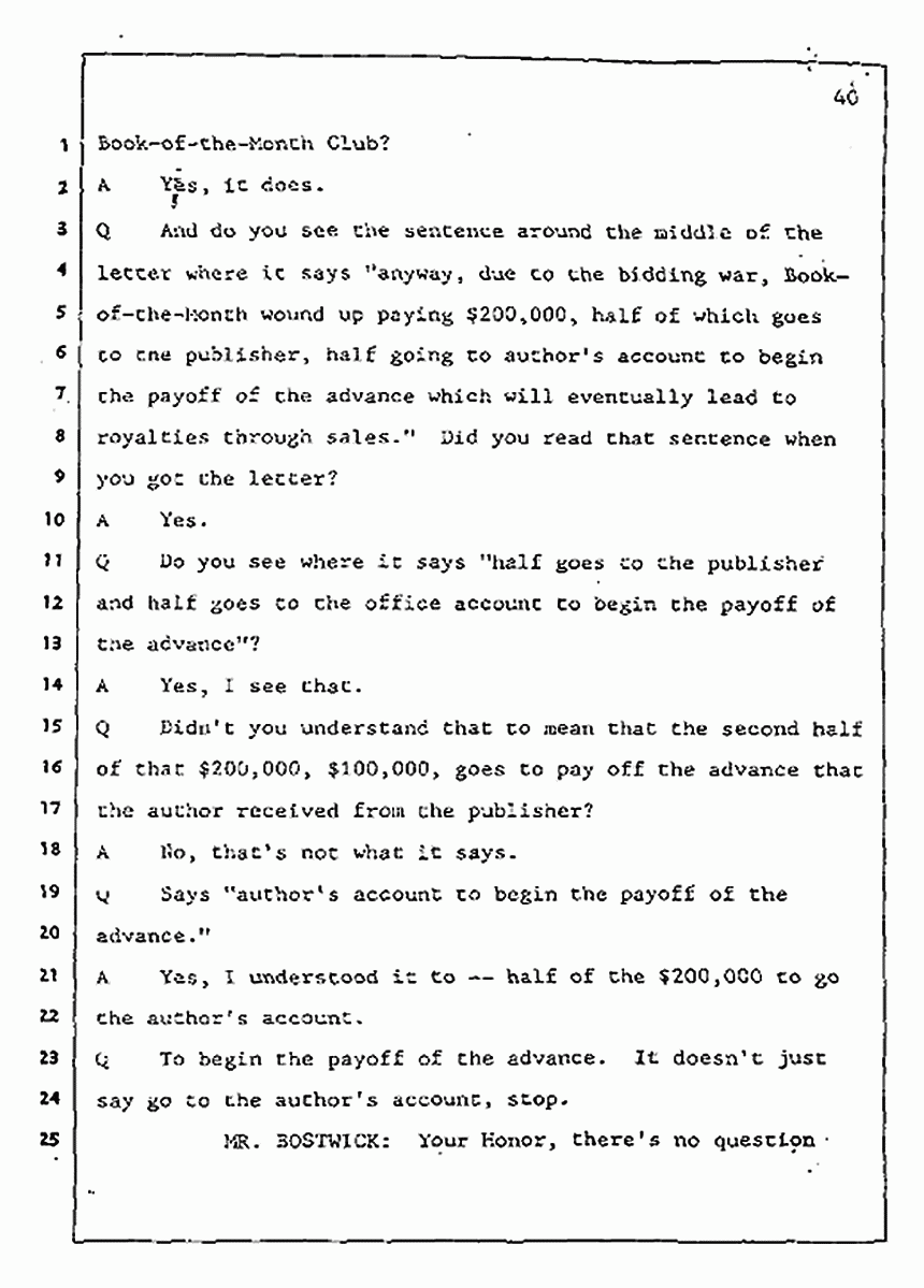 Los Angeles, California Civil Trial<br>Jeffrey MacDonald vs. Joe McGinniss<br><br>July 31, 1987:<br>Plaintiff's Witness: Jeffrey MacDonald, p. 40
