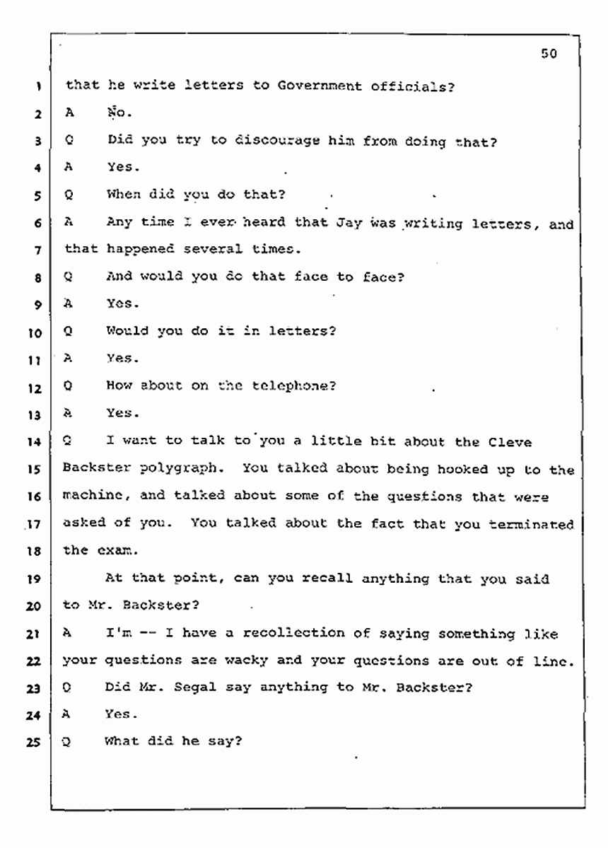 Los Angeles, California Civil Trial<br>Jeffrey MacDonald vs. Joe McGinniss<br><br>August 4, 1987:<br>Plaintiff's Witness: Jeffrey MacDonald, p. 50