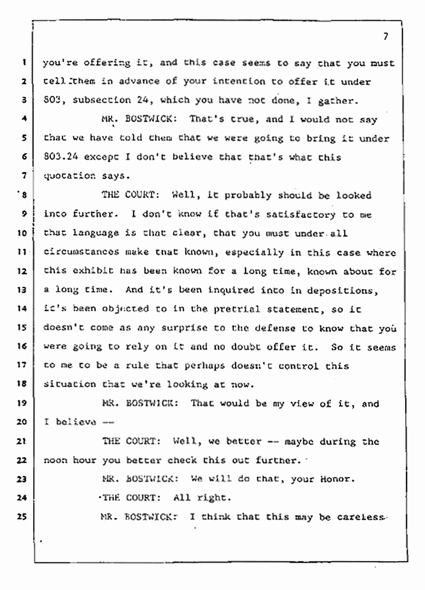 Los Angeles, California Civil Trial<br>Jeffrey MacDonald vs. Joe McGinniss<br><br>August 4, 1987:<br>Plaintiff's Witness: Jeffrey MacDonald, p. 7