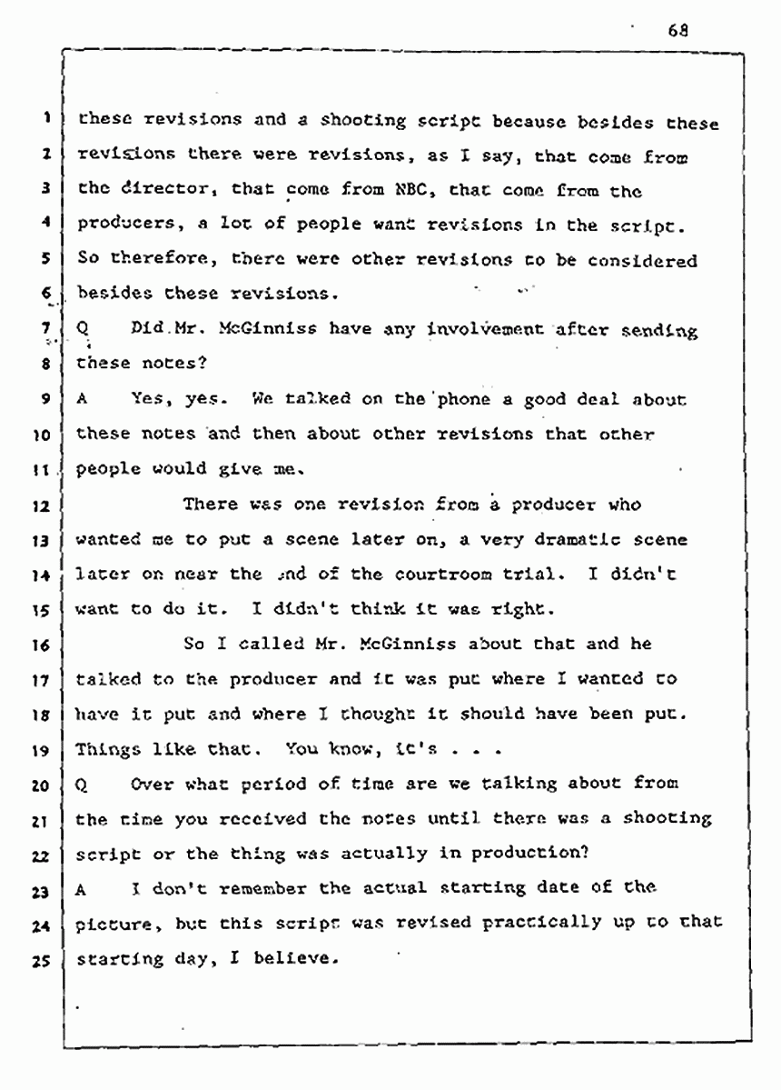 Los Angeles, California Civil Trial<br>Jeffrey MacDonald vs. Joe McGinniss<br><br>August 5, 1987:<br>Defendant's Witness: John Gay, p. 68