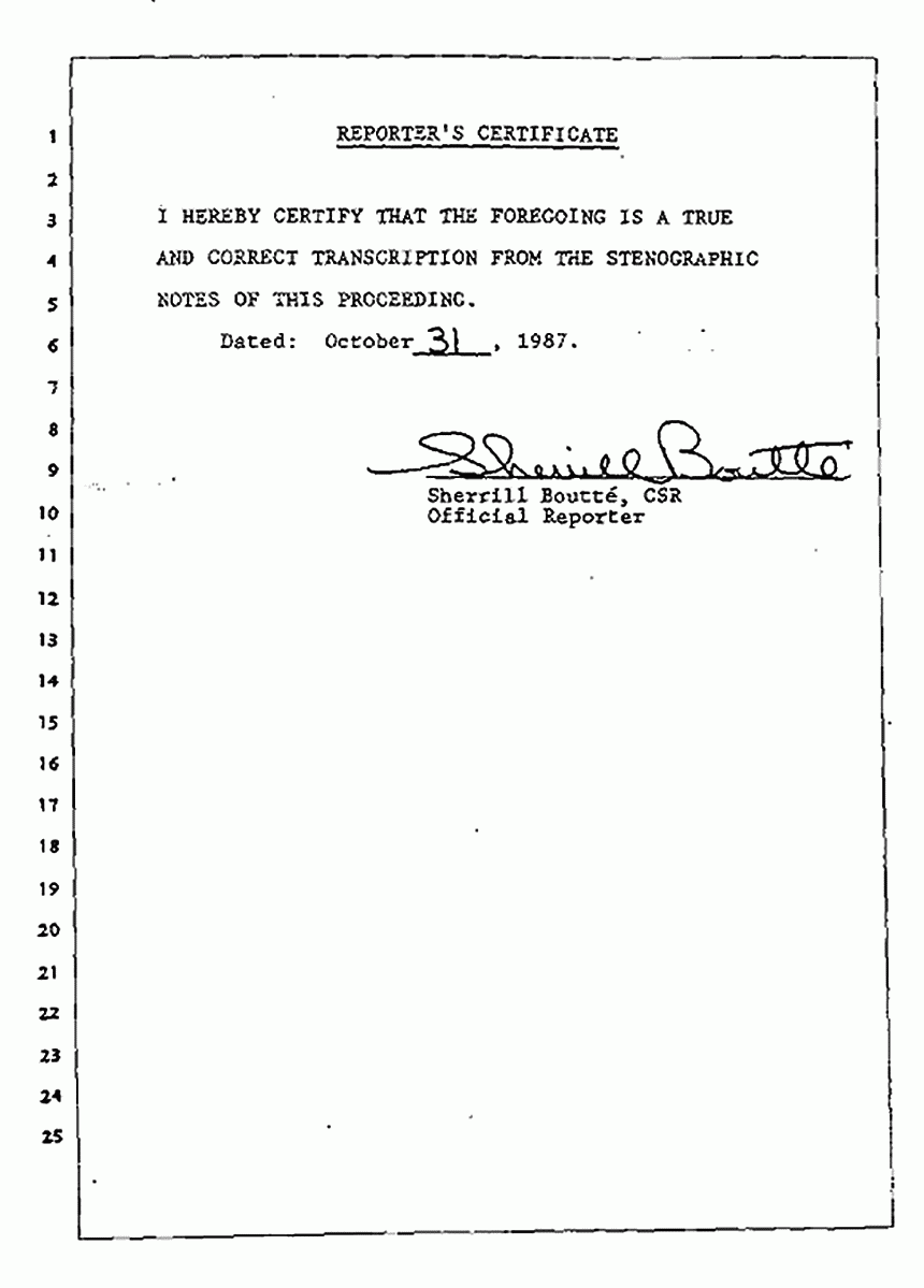 Los Angeles, California Civil Trial<br>Jeffrey MacDonald vs. Joe McGinniss<br><br>August 5, 1987:<br>Defendant's Witness: Joe McGinniss, p. 174