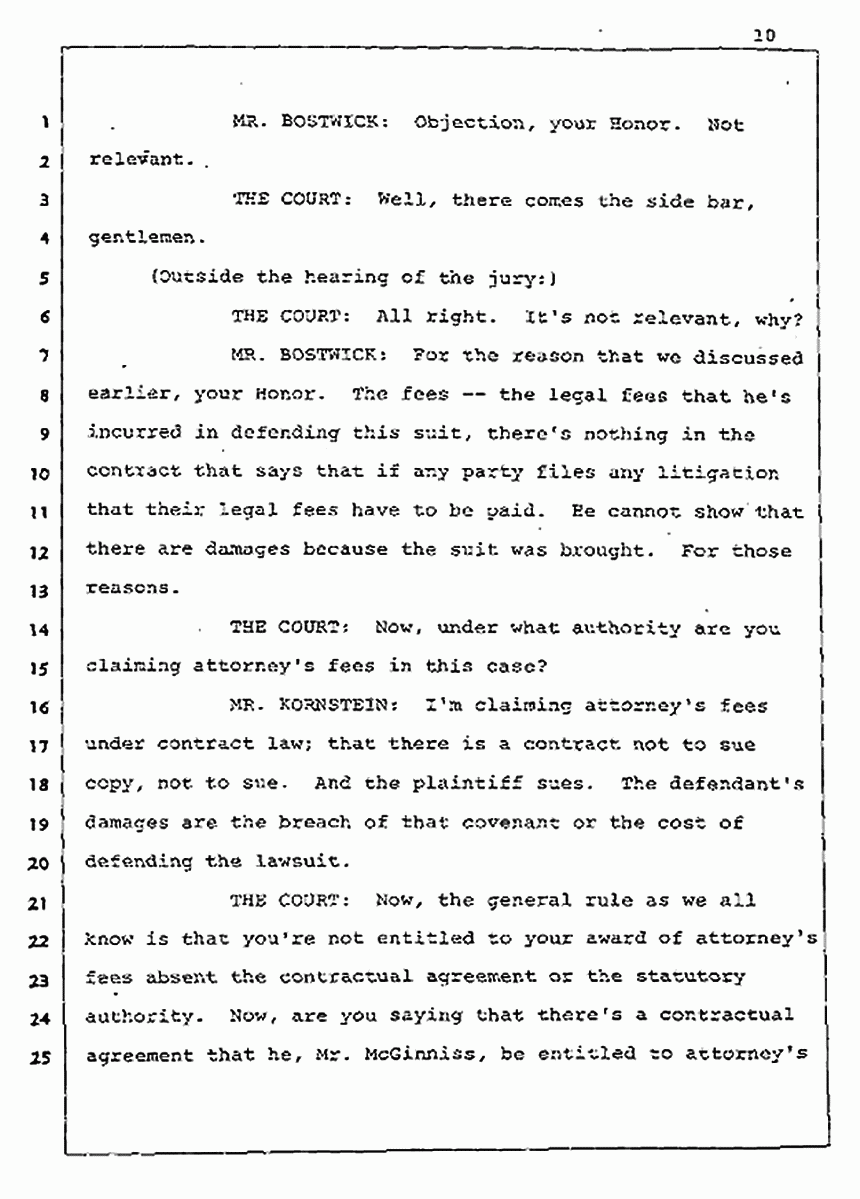 Los Angeles, California Civil Trial<br>Jeffrey MacDonald vs. Joe McGinniss<br><br>August 5, 1987:<br>Defendant's Witness: Joe McGinniss, p. 10