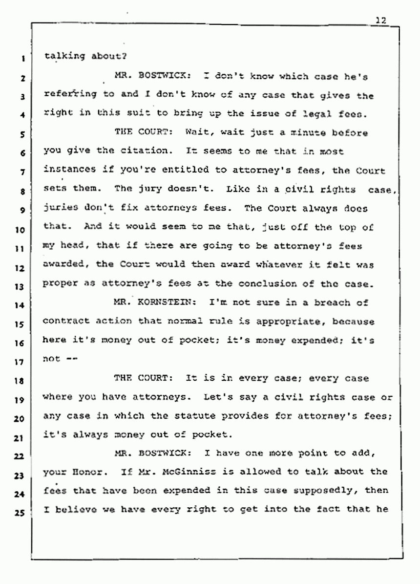 Los Angeles, California Civil Trial<br>Jeffrey MacDonald vs. Joe McGinniss<br><br>August 5, 1987:<br>Defendant's Witness: Joe McGinniss, p. 12