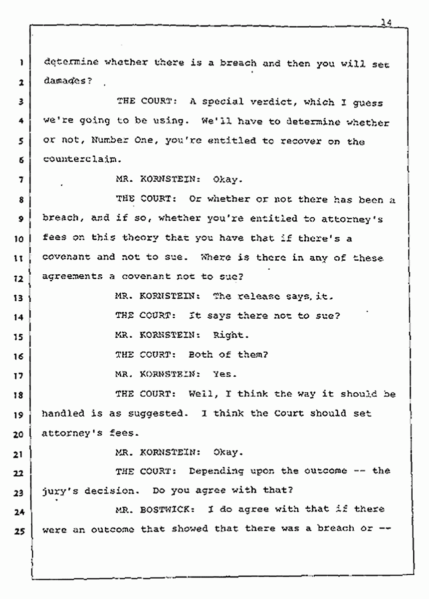 Los Angeles, California Civil Trial<br>Jeffrey MacDonald vs. Joe McGinniss<br><br>August 5, 1987:<br>Defendant's Witness: Joe McGinniss, p. 14