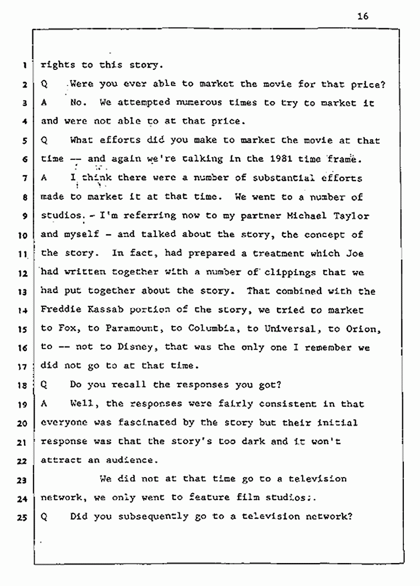 Los Angeles, California Civil Trial<br>Jeffrey MacDonald vs. Joe McGinniss<br><br>August 5, 1987:<br>Defendant's Witness: Daniel Wigutow, p. 16