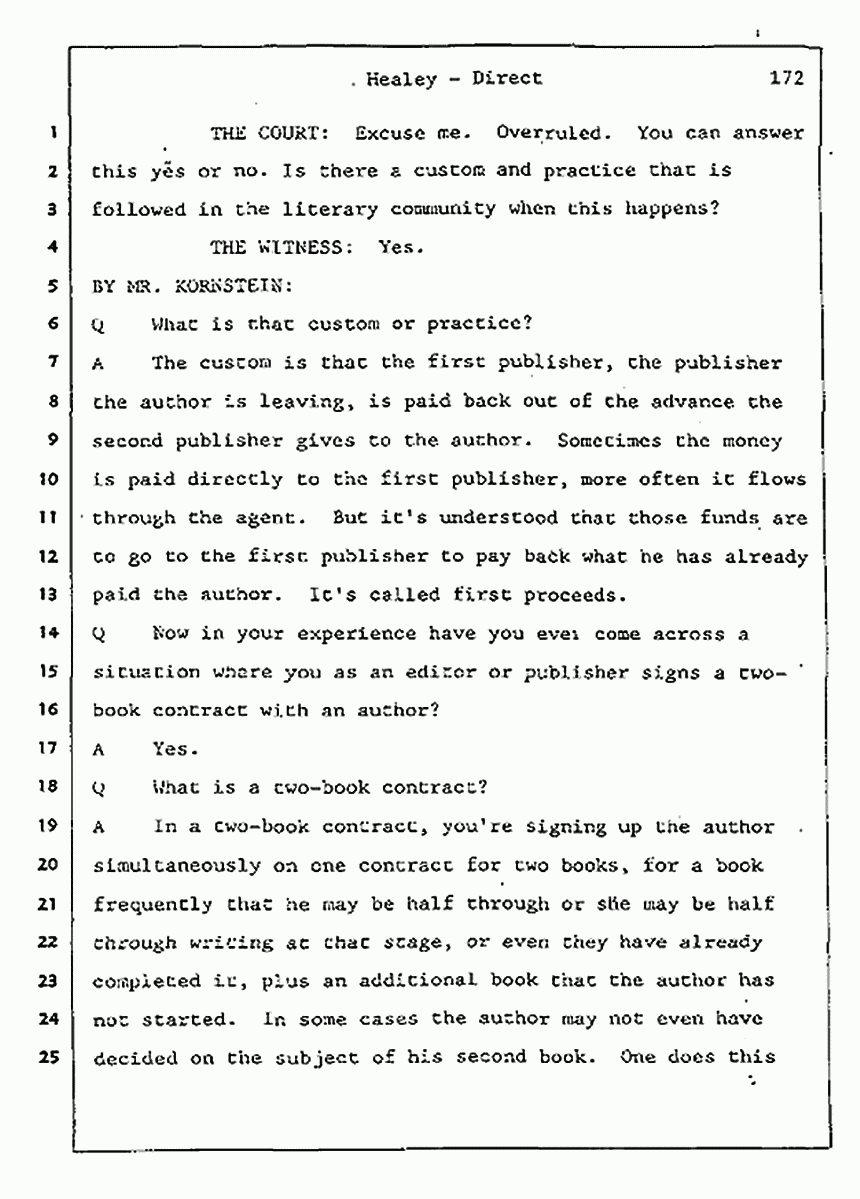 Los Angeles, California Civil Trial<br>Jeffrey MacDonald vs. Joe McGinniss<br><br>August 7, 1987:<br>Defendant's Witness: Linda Healey, p. 172