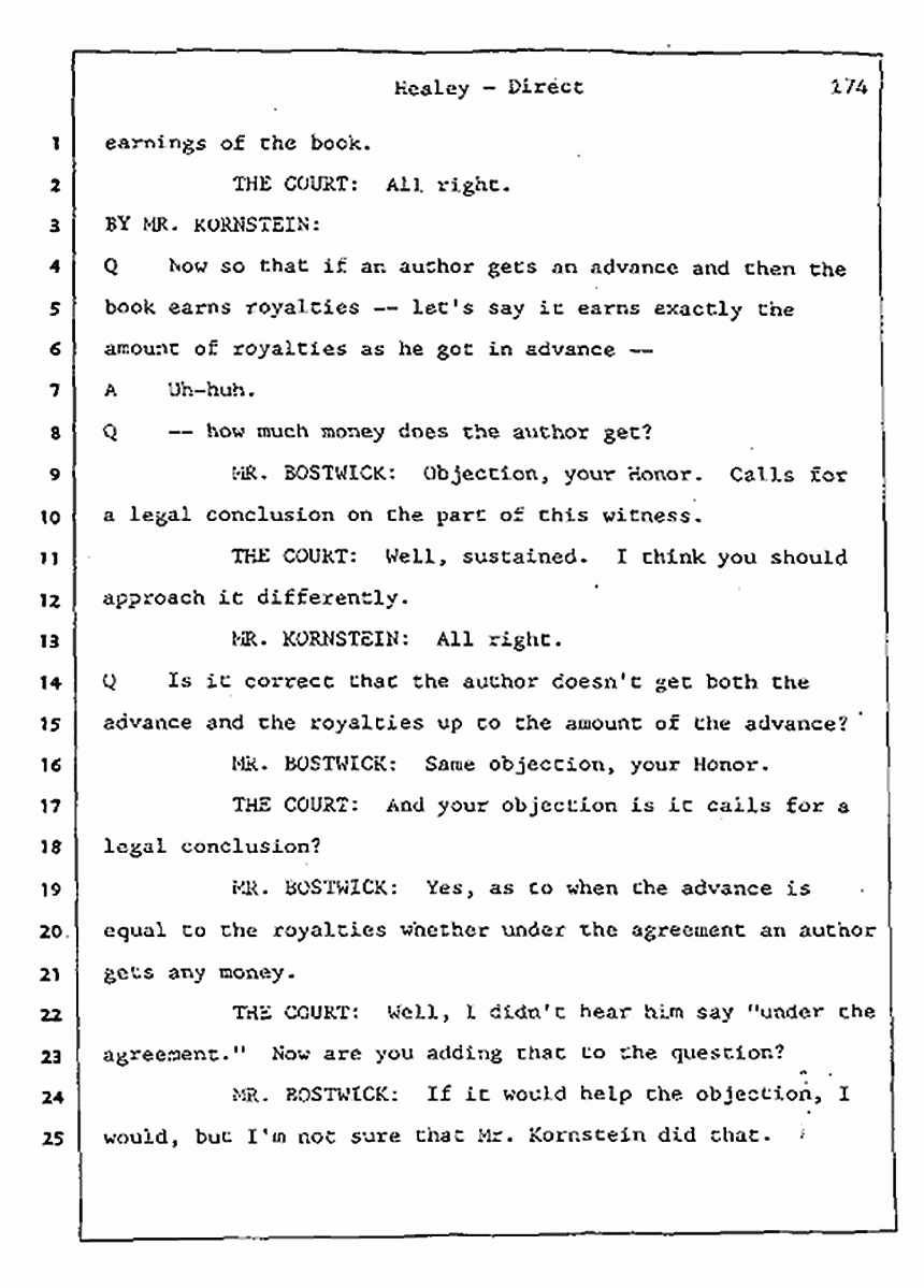 Los Angeles, California Civil Trial<br>Jeffrey MacDonald vs. Joe McGinniss<br><br>August 7, 1987:<br>Defendant's Witness: Linda Healey, p. 174