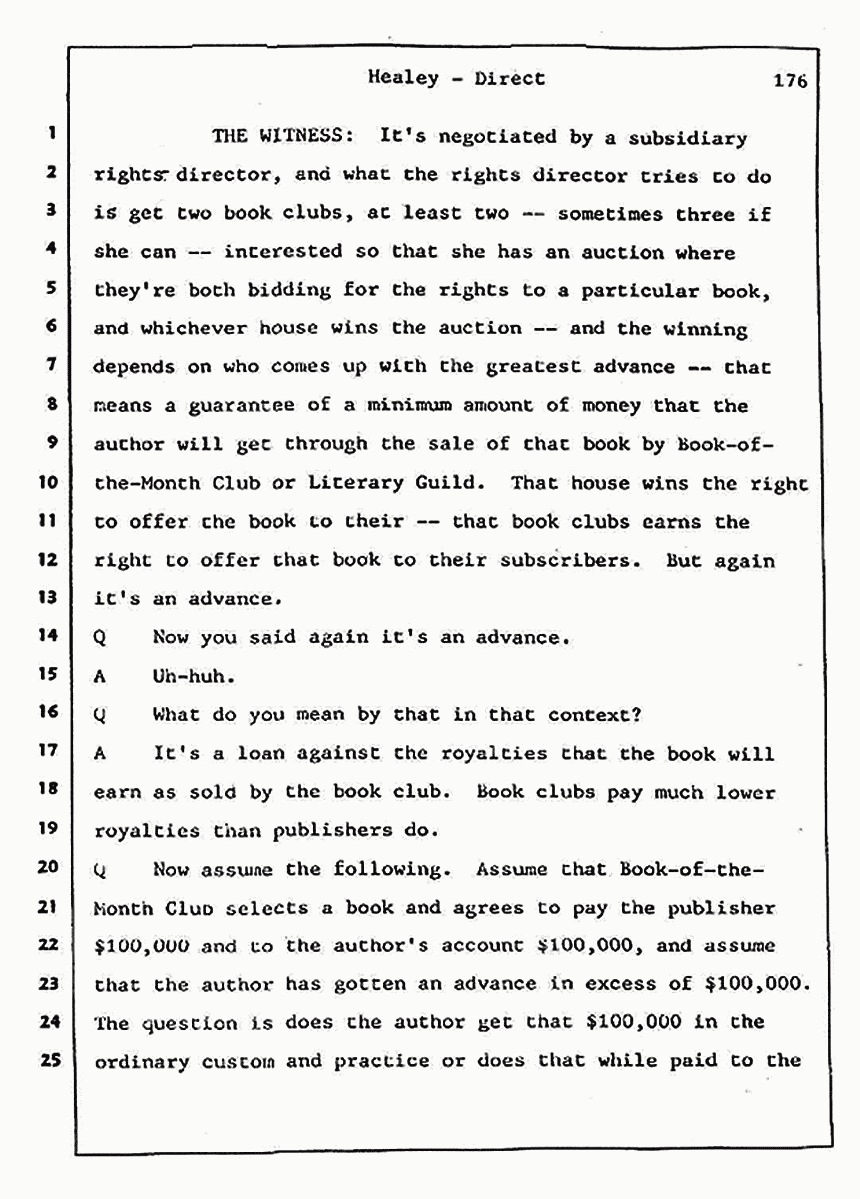 Los Angeles, California Civil Trial<br>Jeffrey MacDonald vs. Joe McGinniss<br><br>August 7, 1987:<br>Defendant's Witness: Linda Healey, p. 176
