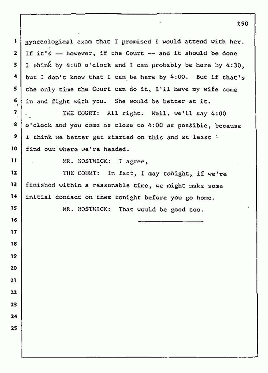 Los Angeles, California Civil Trial<br>Jeffrey MacDonald vs. Joe McGinniss<br><br>August 7, 1987:<br>Defendant's Witness: Linda Healey, p. 190