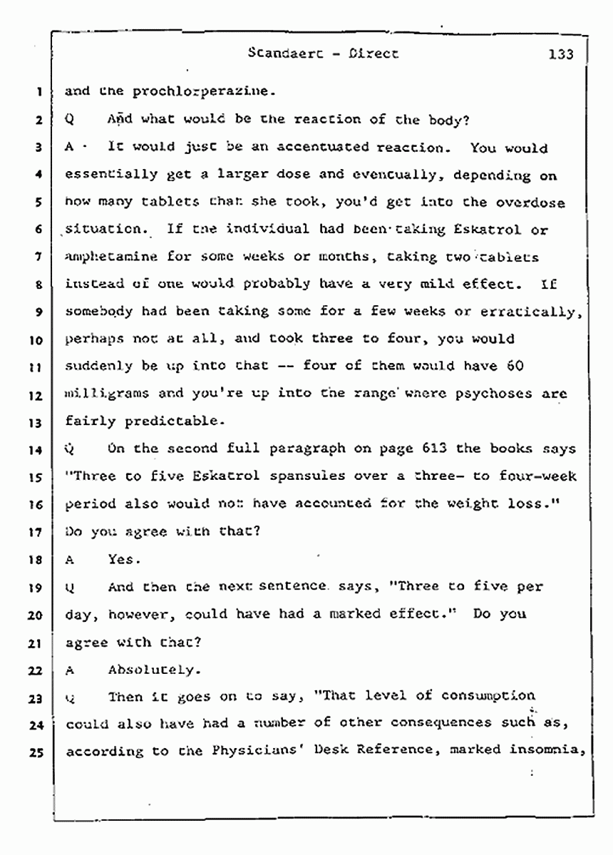Los Angeles, California Civil Trial<br>Jeffrey MacDonald vs. Joe McGinniss<br><br>August 7, 1987:<br>Defendant's Witness: Frank Standaert, p. 133