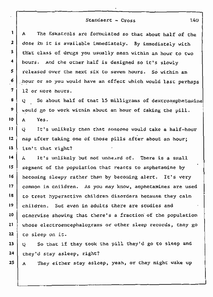 Los Angeles, California Civil Trial<br>Jeffrey MacDonald vs. Joe McGinniss<br><br>August 7, 1987:<br>Defendant's Witness: Frank Standaert, p. 140