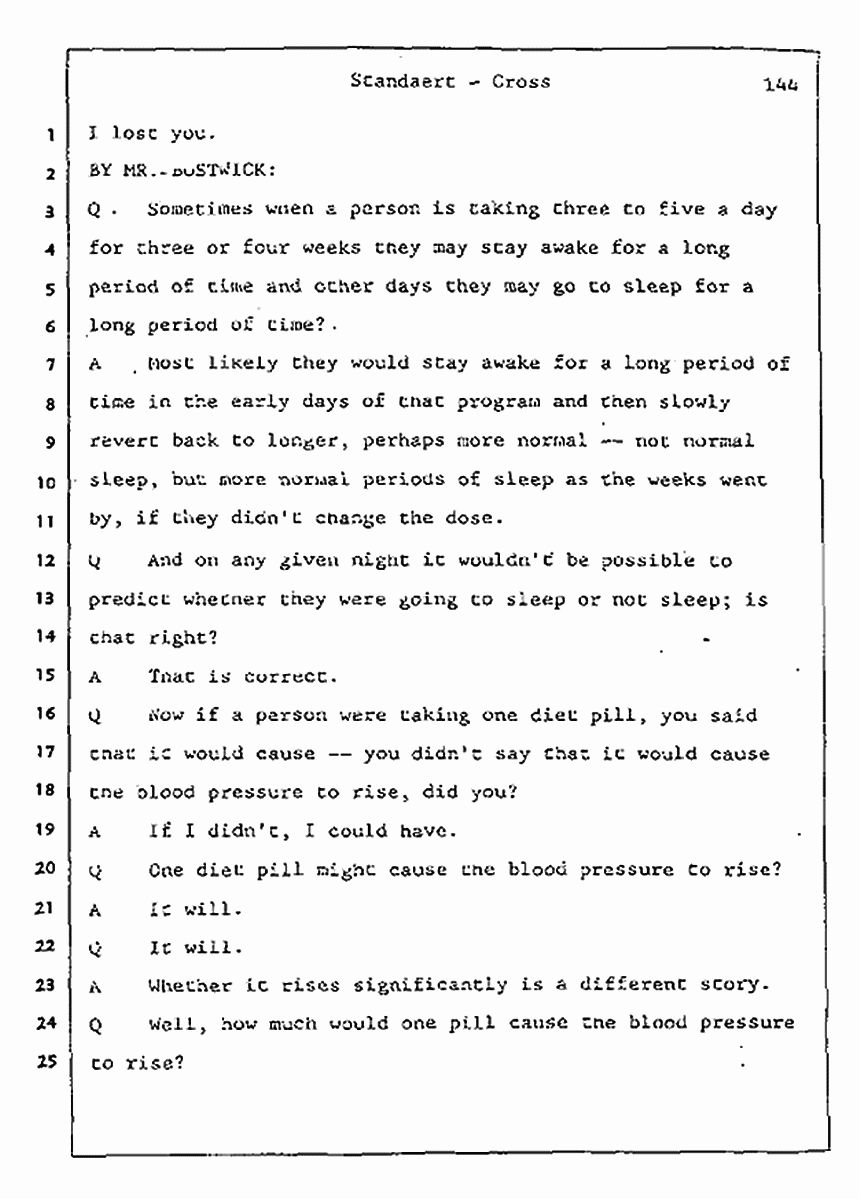 Los Angeles, California Civil Trial<br>Jeffrey MacDonald vs. Joe McGinniss<br><br>August 7, 1987:<br>Defendant's Witness: Frank Standaert, p. 144