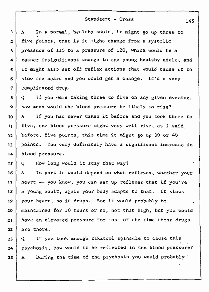 Los Angeles, California Civil Trial<br>Jeffrey MacDonald vs. Joe McGinniss<br><br>August 7, 1987:<br>Defendant's Witness: Frank Standaert, p. 145