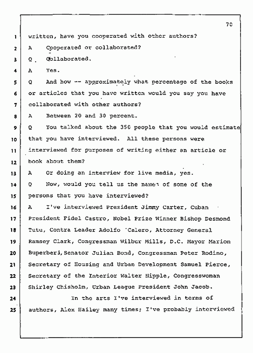 Los Angeles, California Civil Trial<br>Jeffrey MacDonald vs. Joe McGinniss<br><br>August 11, 1987:<br>Rebuttal Witness: Jeffrey Elliot, p. 70