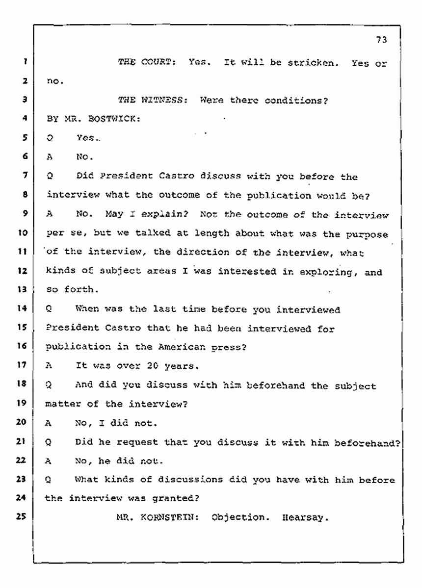 Los Angeles, California Civil Trial<br>Jeffrey MacDonald vs. Joe McGinniss<br><br>August 11, 1987:<br>Rebuttal Witness: Jeffrey Elliot, p. 73