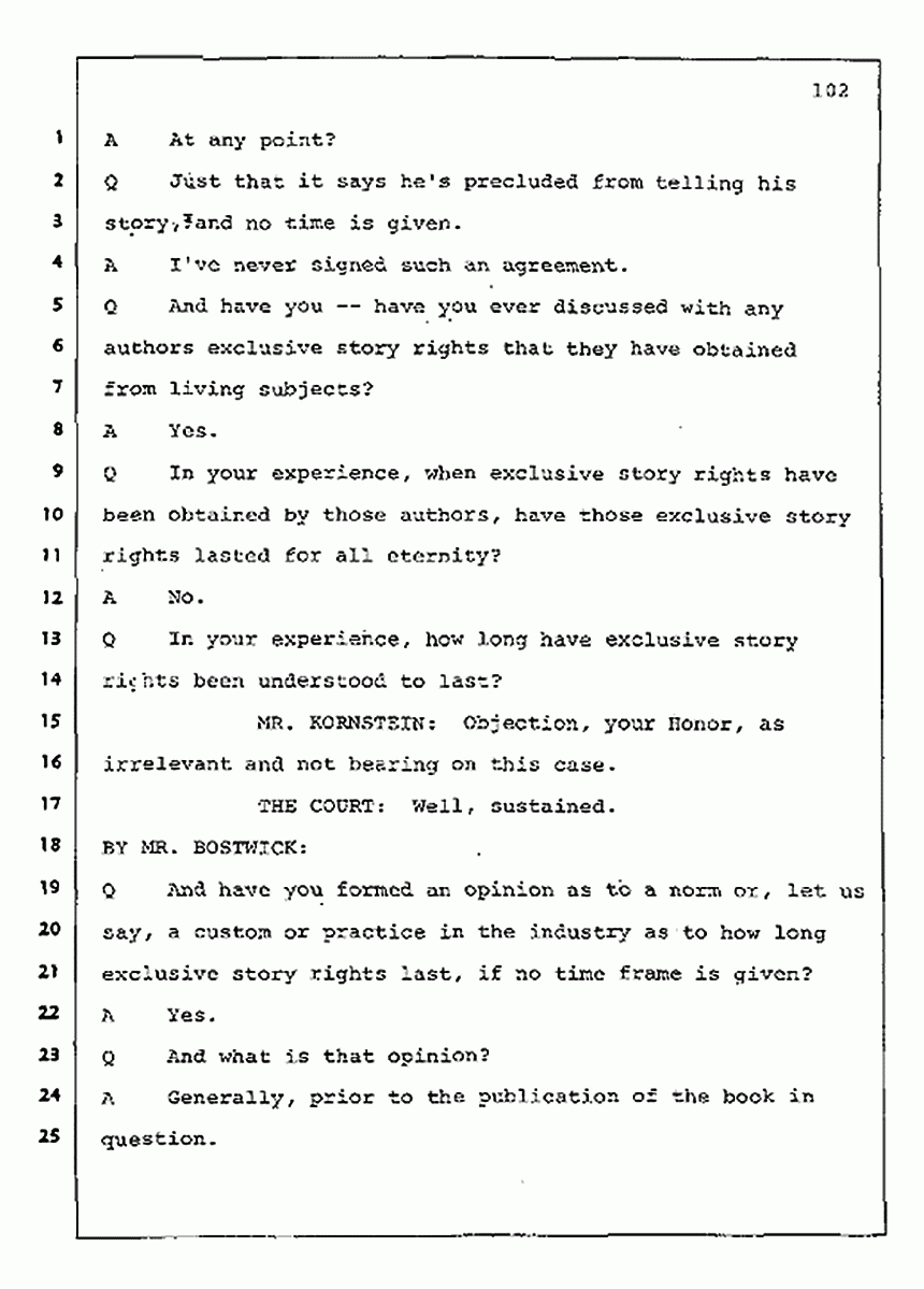 Los Angeles, California Civil Trial<br>Jeffrey MacDonald vs. Joe McGinniss<br><br>August 11, 1987:<br>Rebuttal Witness: Jeffrey Elliot, p. 102