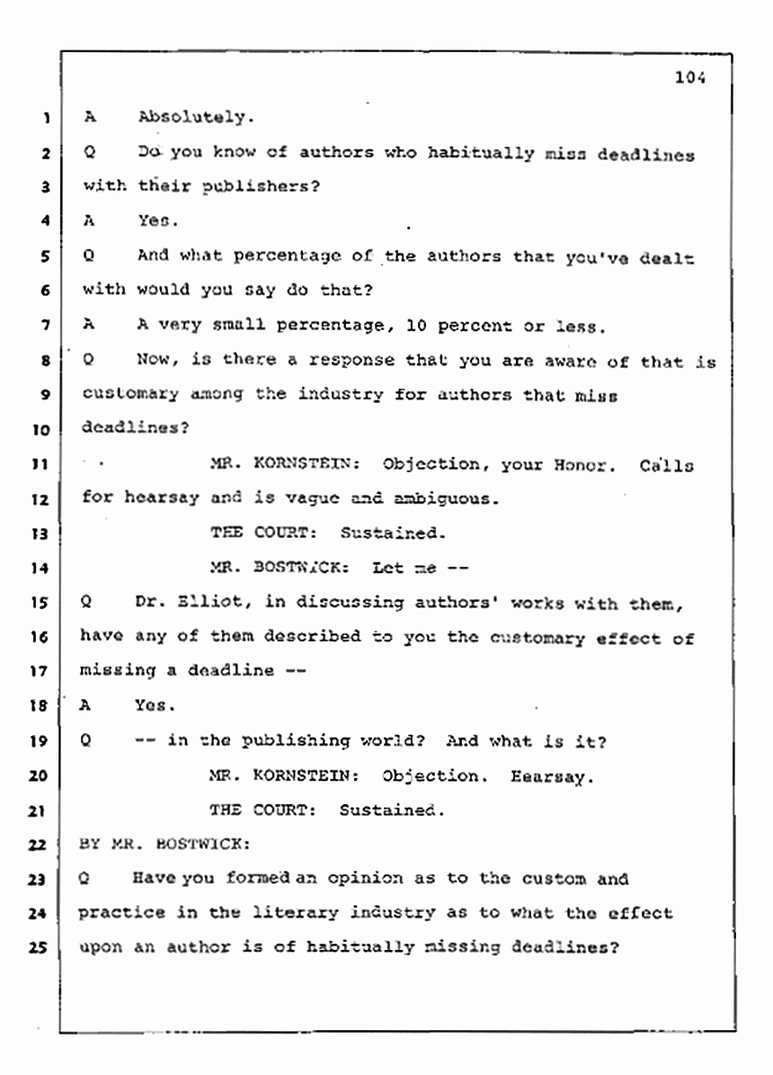 Los Angeles, California Civil Trial<br>Jeffrey MacDonald vs. Joe McGinniss<br><br>August 11, 1987:<br>Rebuttal Witness: Jeffrey Elliot, p. 104