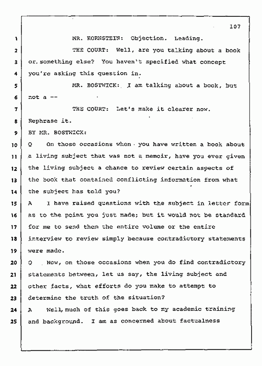 Los Angeles, California Civil Trial<br>Jeffrey MacDonald vs. Joe McGinniss<br><br>August 11, 1987:<br>Rebuttal Witness: Jeffrey Elliot, p. 107