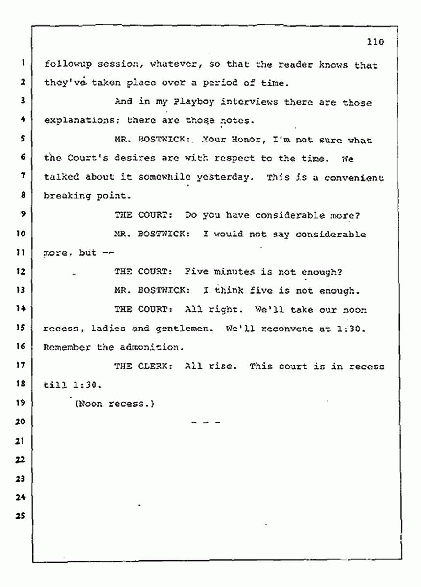 Los Angeles, California Civil Trial<br>Jeffrey MacDonald vs. Joe McGinniss<br><br>August 11, 1987:<br>Rebuttal Witness: Jeffrey Elliot, p. 110