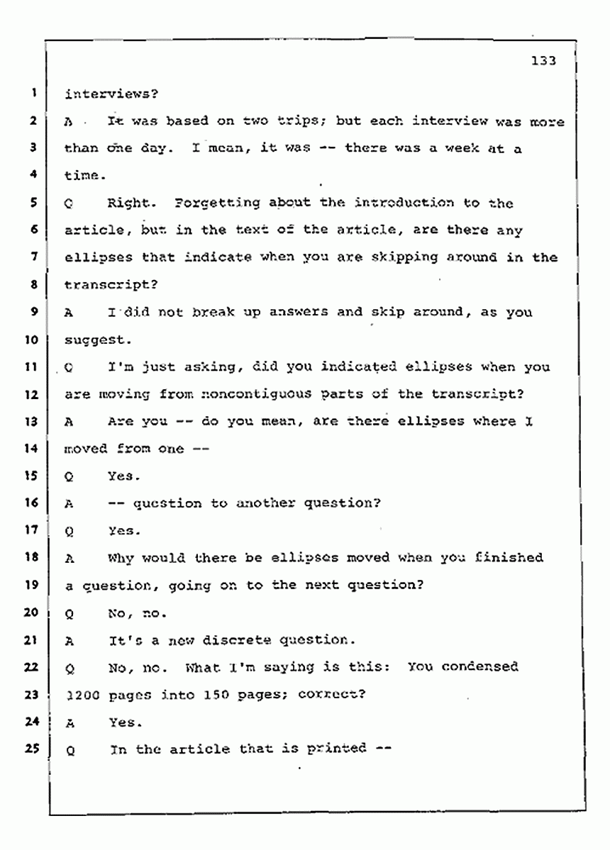 Los Angeles, California Civil Trial<br>Jeffrey MacDonald vs. Joe McGinniss<br><br>August 11, 1987:<br>Rebuttal Witness: Jeffrey Elliot, p. 133